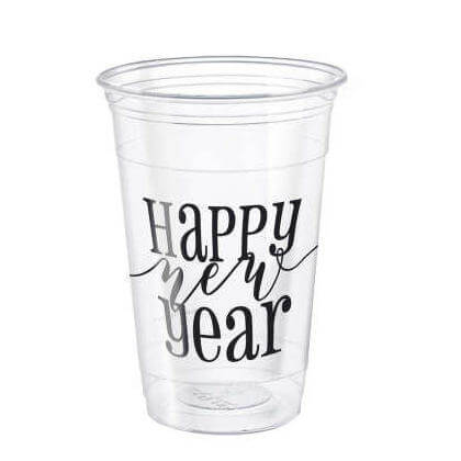 New Year Clear 16oz. Plastic Party Cups - SKU:63662 - UPC:011179636624 - Party Expo