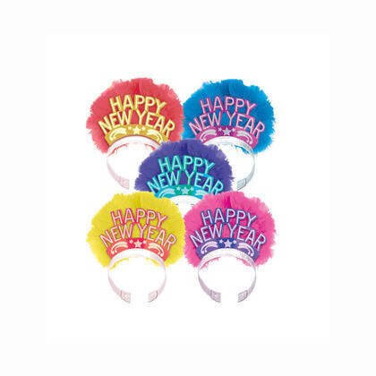 New Year's Eve Feather Tiara - Assorted, Random Color - SKU:15830 - UPC:011179158300 - Party Expo