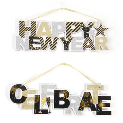 New Years Hanging Plaque - SKU:NY410 - UPC:677916853367 - Party Expo