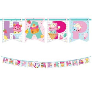 Num Noms - Ribbon Happy Birthday Banner Kit with Number Stickers - SKU:121766 - UPC:013051745547 - Party Expo