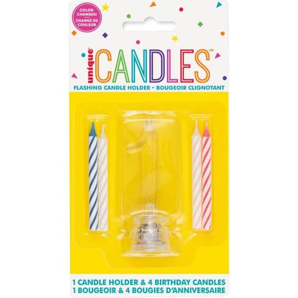 Number '1' Flashing Candle Holder with Birthday Candle - SKU:37531 - UPC:011179375318 - Party Expo
