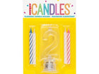 Number '2' Flashing Candle Holder with Birthday Candle - SKU:37532 - UPC:011179375325 - Party Expo