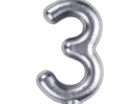 Number '3' Cake Candle - Silver - SKU:339966 - UPC:039938619817 - Party Expo
