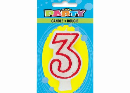 Number '3' Deluxe Birthday Candle - SKU:360-3 - UPC:011179360031 - Party Expo