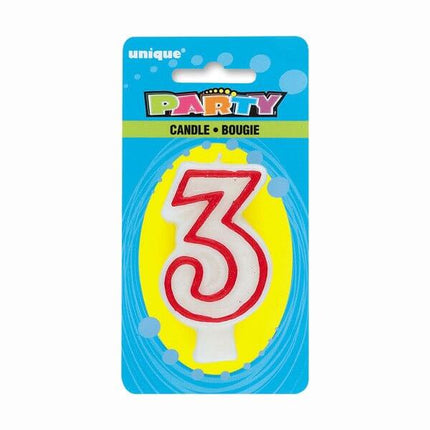 Number '3' Deluxe Birthday Candle - SKU:360-3 - UPC:011179360031 - Party Expo