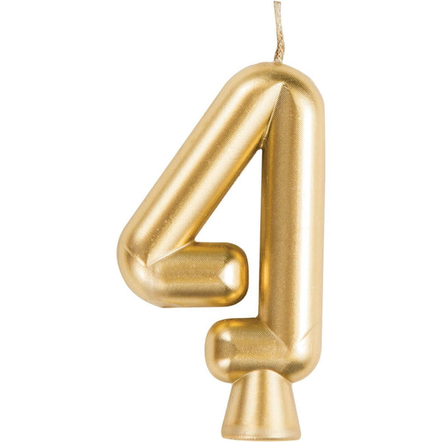 Number '4' Cake Candle - Gold - SKU:339957 - UPC:039938619725 - Party Expo