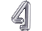 Number '4' Cake Candle - Silver - SKU:339967 - UPC:039938619824 - Party Expo