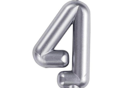 Number '4' Cake Candle - Silver - SKU:339967 - UPC:039938619824 - Party Expo