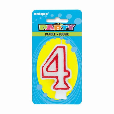 Number '4' Deluxe Birthday Candle - SKU:360-4 - UPC:011179360048 - Party Expo