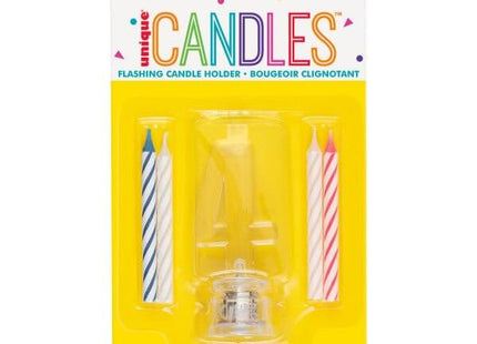 Number '4' Flashing Candle Holder with Birthday Candle - SKU:37534 - UPC:011179375349 - Party Expo