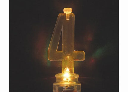 Number '4' Flashing Candle Holder with Birthday Candle - SKU:37534 - UPC:011179375349 - Party Expo
