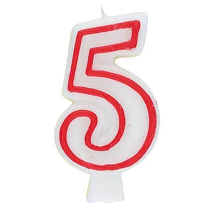 Number '5' Deluxe Birthday Candle - SKU:360-5 - UPC:011179360055 - Party Expo