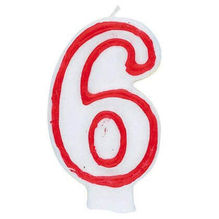 Number '6' Deluxe Birthday Candle - SKU:360-6 - UPC:011179360062 - Party Expo
