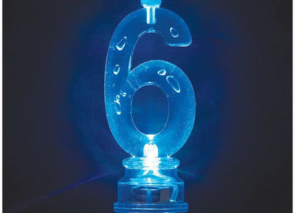 Number '6' Flashing Candle Holder with Birthday Candle - SKU:37536 - UPC:011179375363 - Party Expo