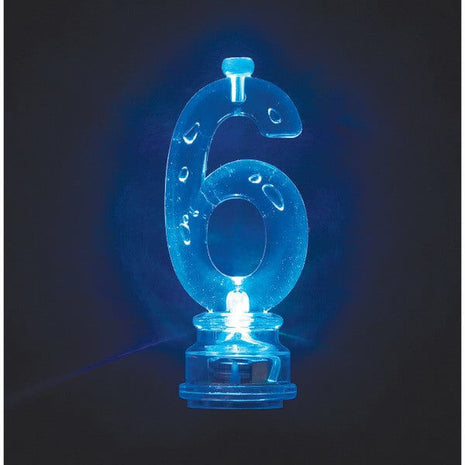 Number '6' Flashing Candle Holder with Birthday Candle - SKU:37536 - UPC:011179375363 - Party Expo