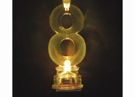 Number '8' Flashing Candle Holder with Birthday Candle - SKU:37538 - UPC:011179375387 - Party Expo