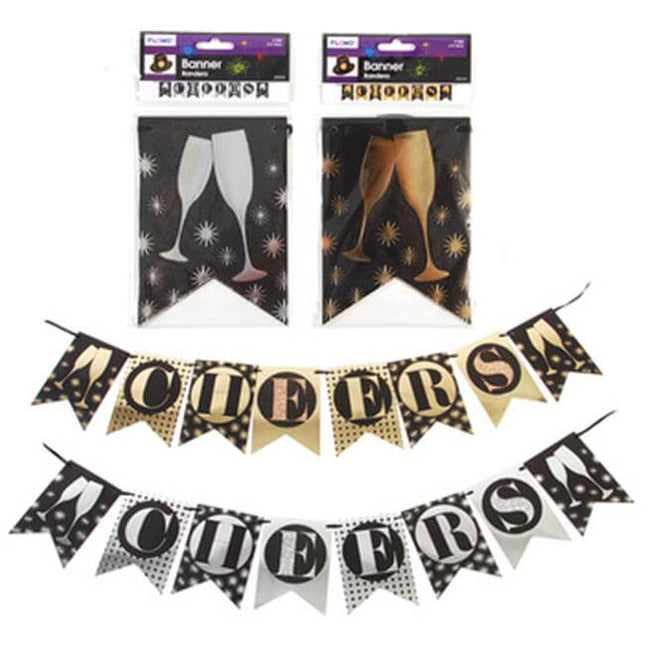 NY 4' Cheers Banner W Hot Stamping (1 count) - SKU:NY414 - UPC:677916855149 - Party Expo