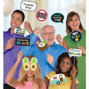 Officially Retired - Happy Retirement Celebration Photo Booth Props (13pcs) - SKU:398729 - UPC:013051755041 - Party Expo