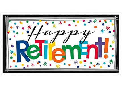 Officially Retired - Retirement Giant Plastic Banner (1ct) - SKU:120221 - UPC:013051594596 - Party Expo