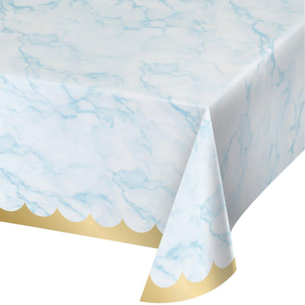 "Oh Baby" Marble Paper Tablecover - Blue - SKU:353980 - UPC:039938837150 - Party Expo