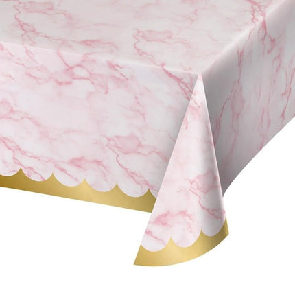 "Oh Baby" Marble Paper Tablecover - Pink - SKU:353966 - UPC:039938837013 - Party Expo