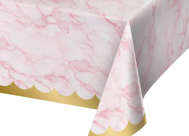 "Oh Baby" Marble Paper Tablecover - Pink - SKU:353966 - UPC:039938837013 - Party Expo