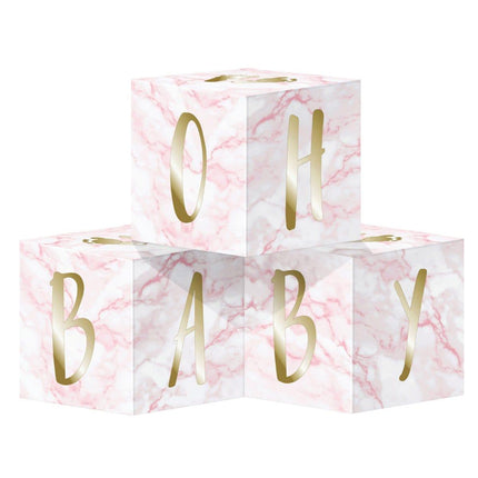 'Oh Baby' Marble Pink Centerpiece - SKU:353977 - UPC:039938837037 - Party Expo