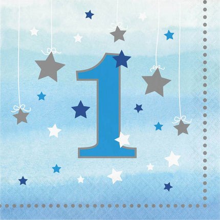 One Little Star Boy - 1st Birthday Paper Lunch Napkins (16ct) - SKU:322232 - UPC:039938389574 - Party Expo