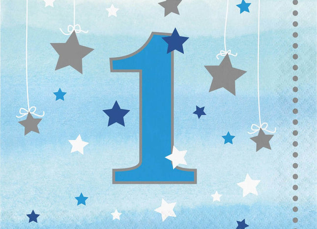 One Little Star Boy - 1st Birthday Paper Lunch Napkins (16ct) - SKU:322232 - UPC:039938389574 - Party Expo
