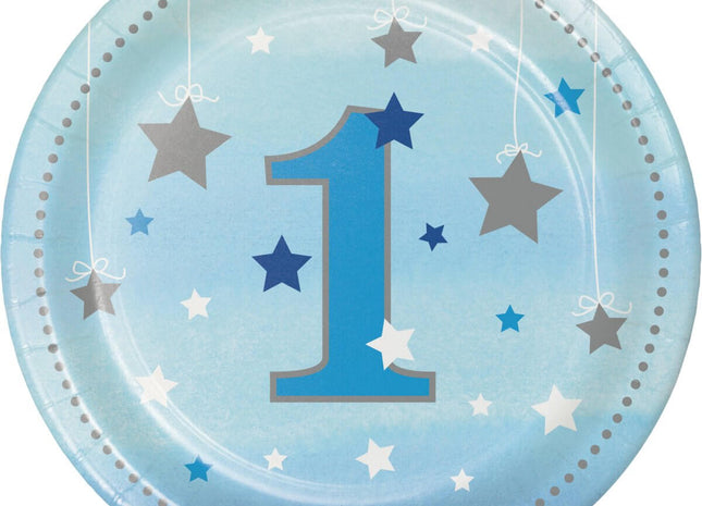 One Little Star Boy - 7" 1st Birthday Dessert Plates (8ct) - SKU:322230 - UPC:039938389550 - Party Expo