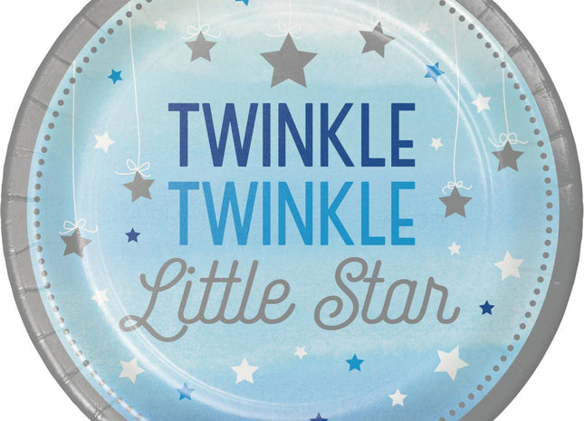 One Little Star Boy - 7" Twinkle Twinkle Little Star Dessert Plates (8ct) - SKU:323422 - UPC:039938402655 - Party Expo