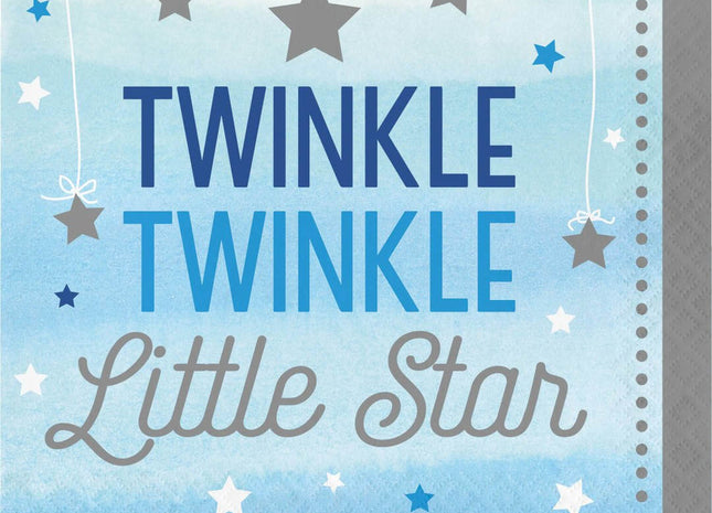 One Little Star Boy - Twinkle Twinkle Little Star Luncheon Napkins (16ct) - SKU:322231 - UPC:039938389567 - Party Expo