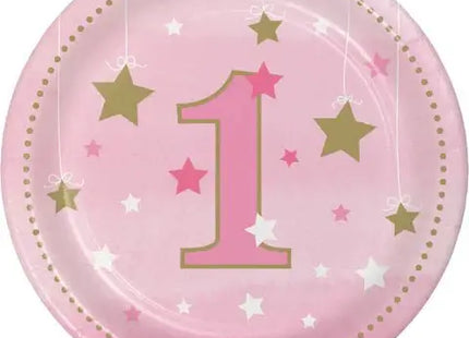 One Little Star Girl - 7" 1st Birthday Paper Luncheon Plates (8ct) - SKU:322250 - UPC:039938389758 - Party Expo