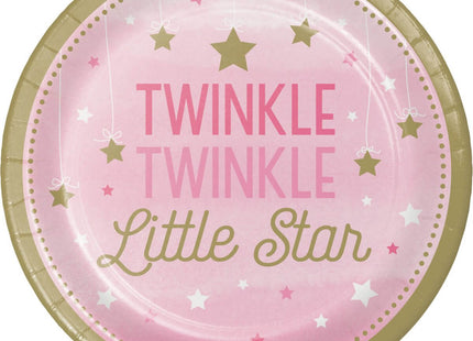 One Little Star Girl - 7" Twinkle Twinkle Little Star Paper Luncheon Plates (8ct) - SKU:323421 - UPC:039938402648 - Party Expo