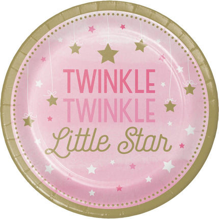 One Little Star Girl - 7" Twinkle Twinkle Little Star Paper Luncheon Plates (8ct) - SKU:323421 - UPC:039938402648 - Party Expo