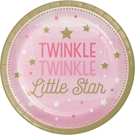 One Little Star Girl - 9" Twinkle Twinkle Little Star Paper Plates (8ct) - SKU:322249 - UPC:039938389741 - Party Expo