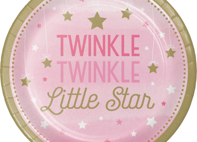 One Little Star Girl - 9" Twinkle Twinkle Little Star Paper Plates (8ct) - SKU:322249 - UPC:039938389741 - Party Expo