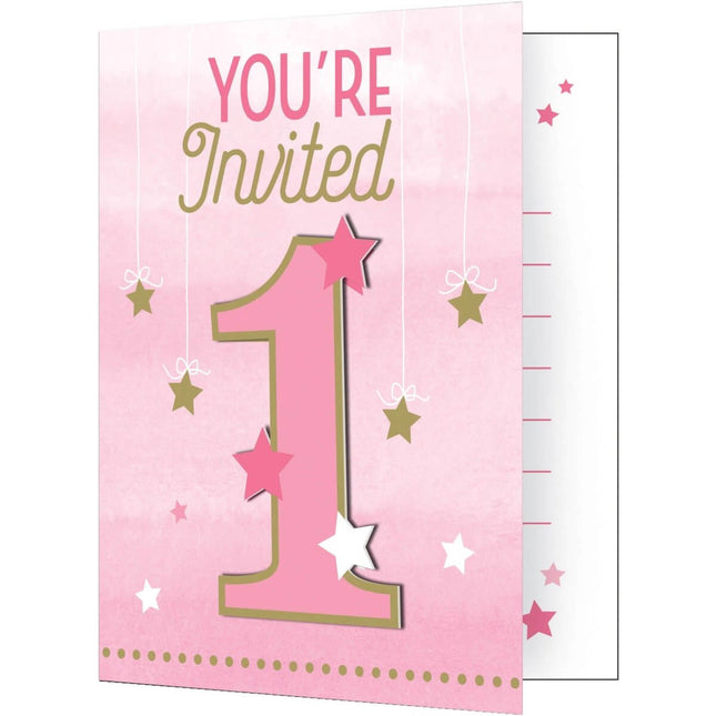 One Little Star Girl - Invitations - SKU:322268 - UPC:039938389932 - Party Expo
