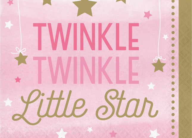 One Little Star Girl - Twinkle Twinkle Little Star Luncheon Napkins (16ct) - SKU:322251 - UPC:039938389765 - Party Expo