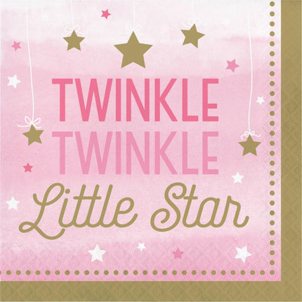 One Little Star Girl - Twinkle Twinkle Little Star Luncheon Napkins (16ct) - SKU:322251 - UPC:039938389765 - Party Expo