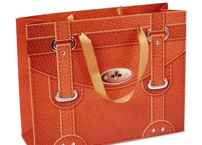 Orange Faux Leather Handbag (Large Giftbag) - SKU: - UPC:78312340 - Party Expo