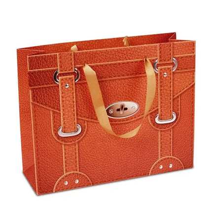 Orange Faux Leather Handbag (Large Giftbag) - SKU: - UPC:78312340 - Party Expo