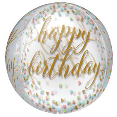 Happy Birthday Pastel Orbz Balloon - SKU:91085 - UPC:026635371810 - Party Expo