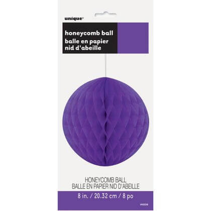 Paper Honeycomb Neon Purple Ball 8" - SKU:63228 - UPC:011179632282 - Party Expo