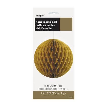 Paper Honeycomb Party Ball - Gold 8" - SKU:63225 - UPC:011179632251 - Party Expo