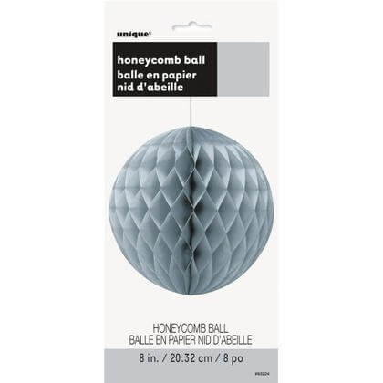 Paper Honeycomb Party Silver Ball 8" - SKU:63224 - UPC:011179632244 - Party Expo