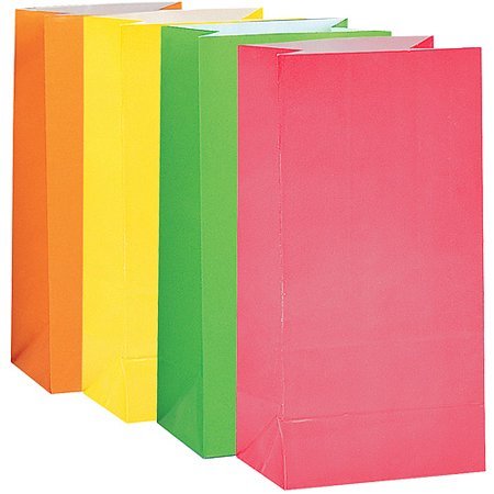Paper Party Bags -Neon Assorted - SKU:59016 - UPC:011179590162 - Party Expo
