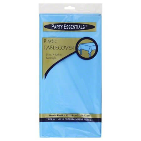 Party Essentials Heavy Duty Plastic Tablecover - Neon Blue (54x108) - SKU:54108NBL - UPC:098382009582 - Party Expo