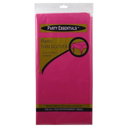 Party Essentials Heavy Duty Plastic Tablecover - Neon Pink (54x108) - Party Expo