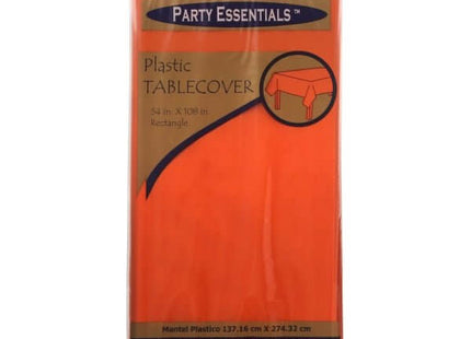 Party Essentials Heavy Duty Plastic Tablecover - Neon Tangerine (54x108) - SKU:54108TG - UPC:098382009551 - Party Expo